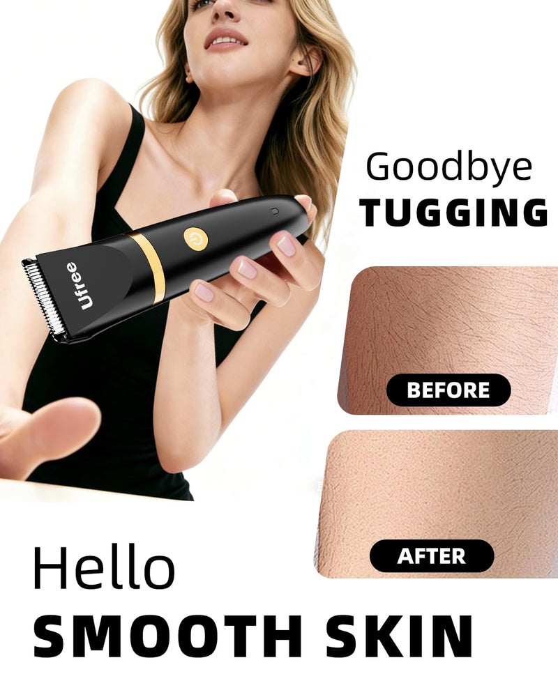 UFREE Body Hair Trimmer for Women, Manscape Pubic Hair Trimmer, 3 in 1 Body Grooming Kit for Lady, Waterproof Body Electric Shaver Razor, Grooming for Face and Body, Gifts for Women, Black - Image 4